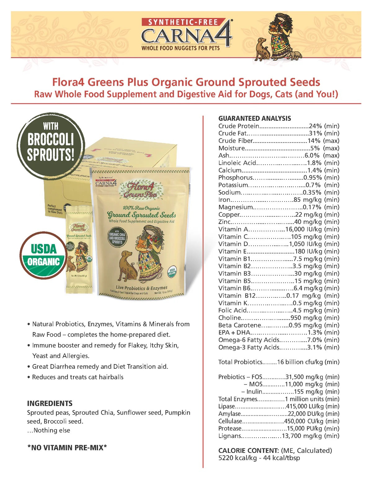 Carna4 - Flora4 Greens Plus Sprouted Seed Topper 1.5oz