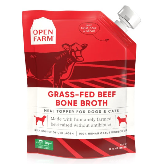 Open Farm Dog/Cat Bone Broth Topper Grass-Fed Beef 12 oz