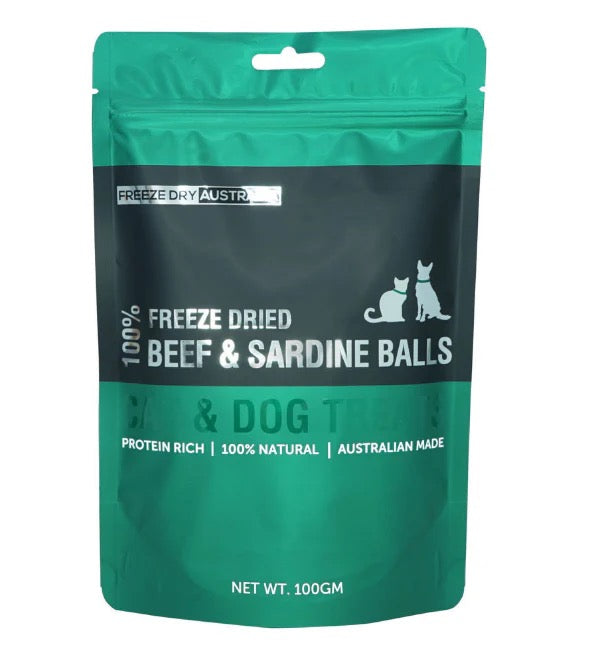 FREEZE DRY AUSTRALIA FDA Freeze Dried Beef and Sardine Balls 100GM