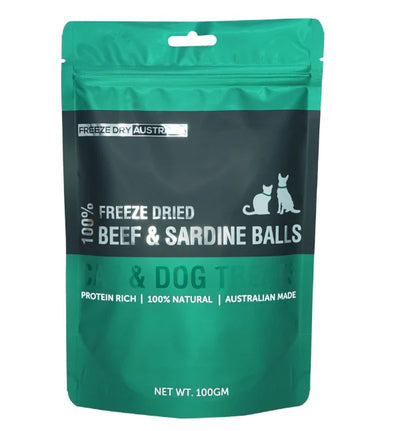 FREEZE DRY AUSTRALIA FDA Freeze Dried Beef and Sardine Balls 100GM