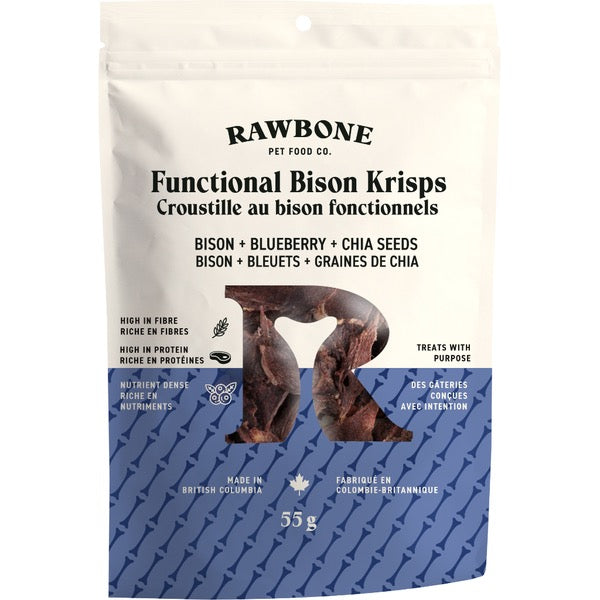 Rawbone Functional Bison Krisps Blueberry Chia 55GM