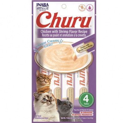 INABA Cat Churu Puree Chicken with Shrimp Flavor 4pk