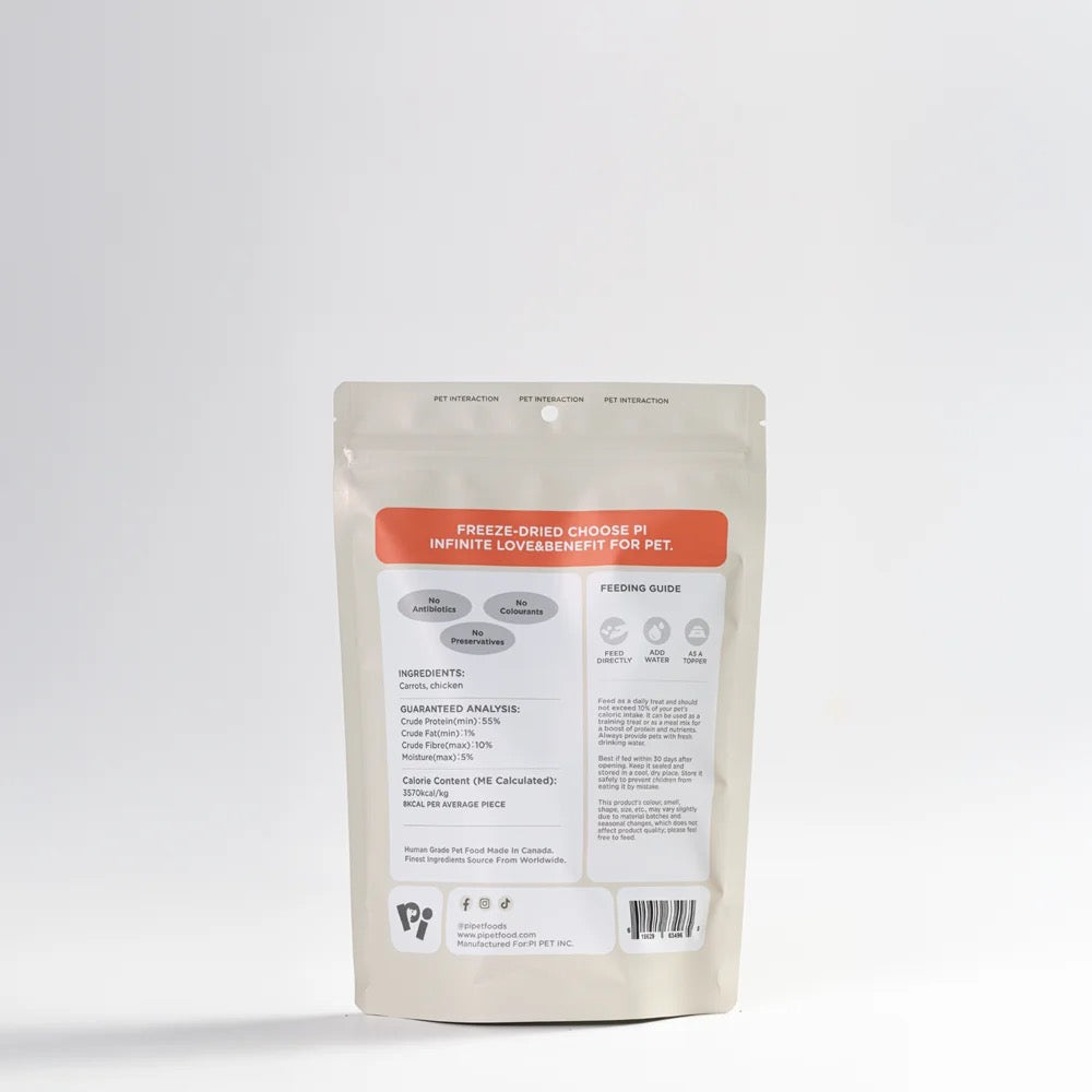 PI Pet Food – Freeze-Dried Carrots & Chicken Twists – 42g