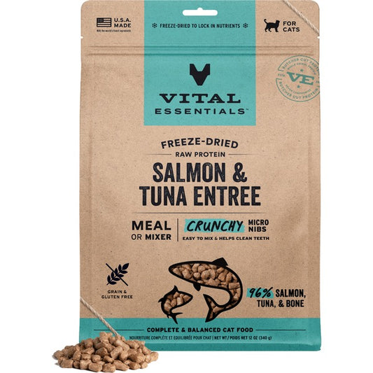 Vital Essentials Salmon & Tuna Entree Micro Nibs 12OZ | Cat