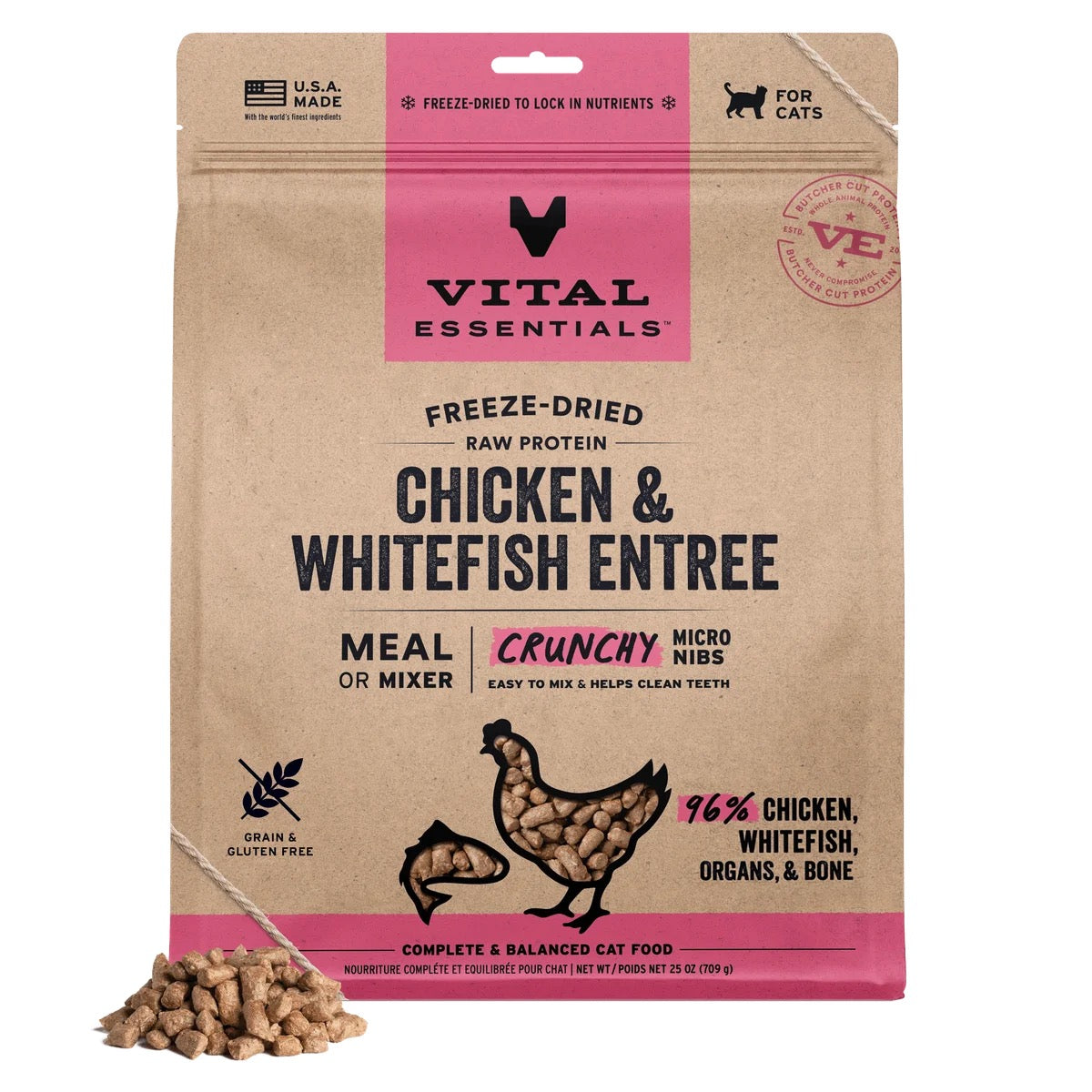 Vital Essentials Chicken & Whitefish Entree Micro Nibs 12OZ | Cat