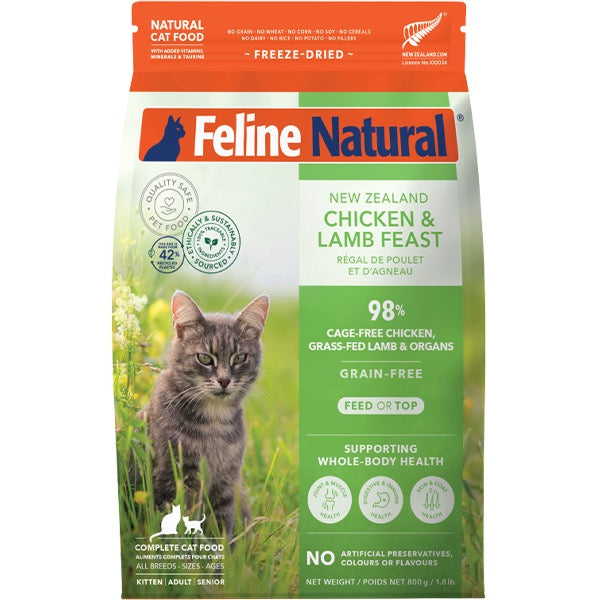 Feline Natural Cat Freeze-Dried Chicken & Lamb 1.8lb