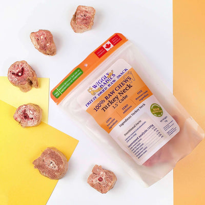 Wiggly Babies Turkey Neck 1.5" Cube Freeze Dried Raw