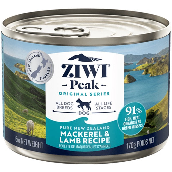 ZIWI Peak Dog Mackerel & Lamb 6 oz Cans